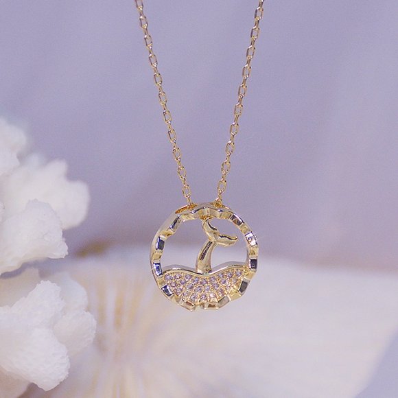 Jewelry - NEW 14K Gold Plated Diamond Mermaid Necklace a